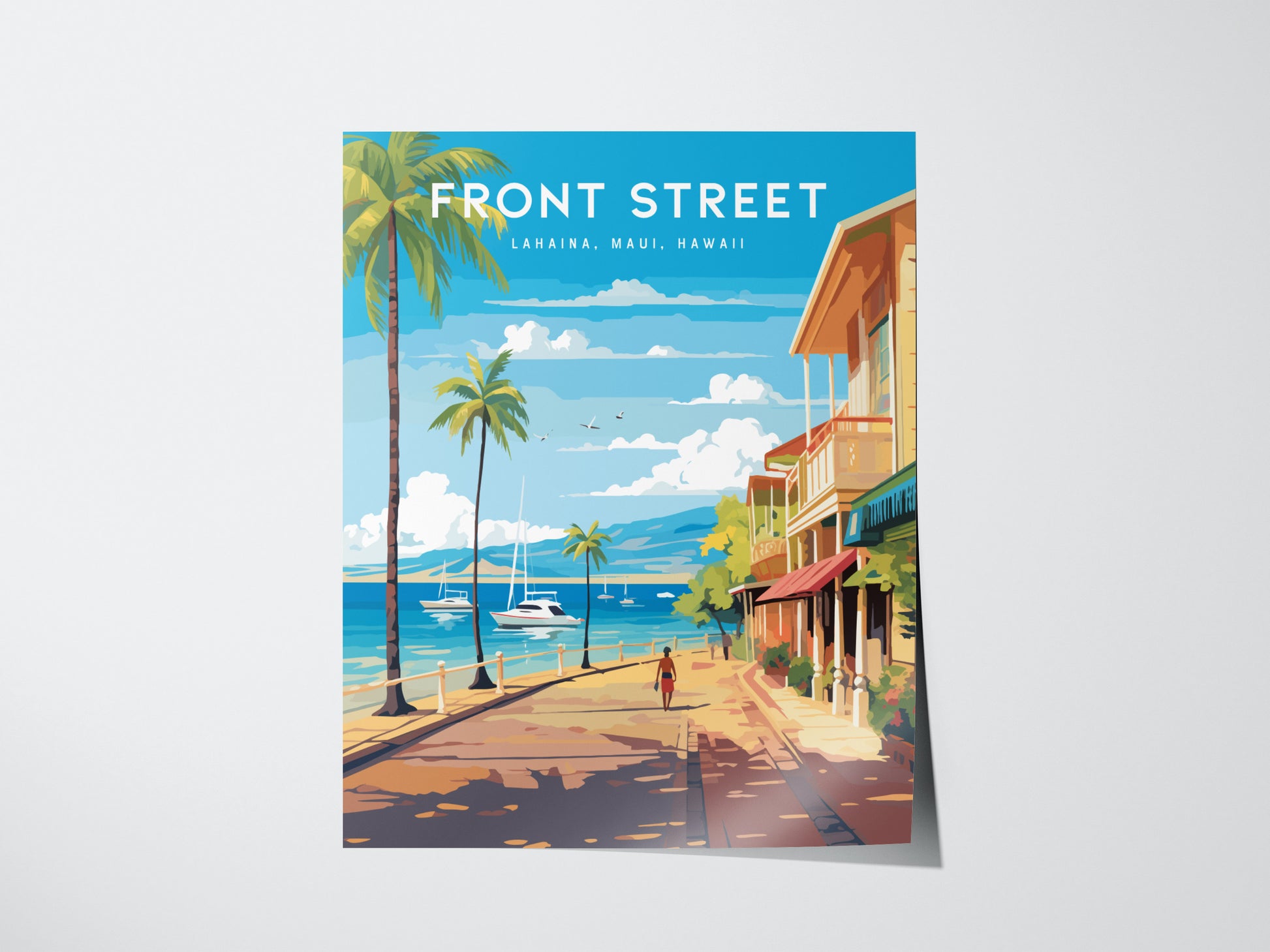 Front Street Lahaina Poster | Maui Hawaii Wall Art | Framed or Unframed