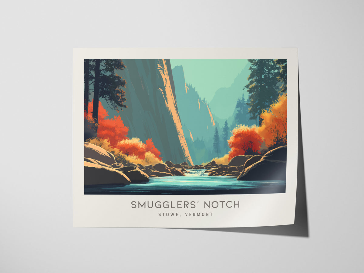 Smugglers' Notch Landscape Matte Border Poster | Stowe, Vermont Vacation Wall Art — giclée print detail on matte paper