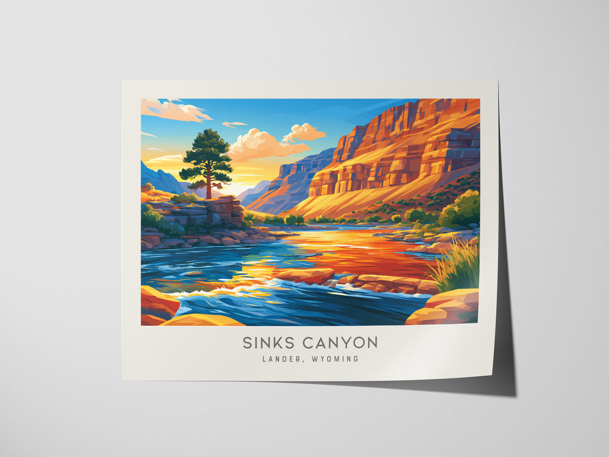 Sinks Canyon Landscape Matte Border Poster | Lander, Wyoming Framed or Unframed Destination Print — giclée print detail on ma
