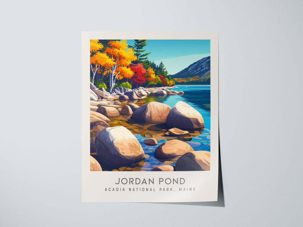 Jordan Pond Matte Border Poster | Acadia National Park, Maine Destination Print — giclée print detail on matte paper