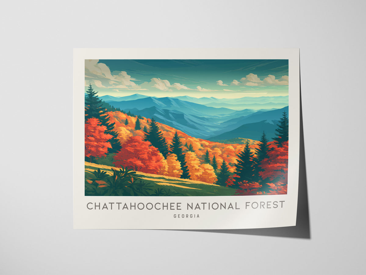 Chattahoochee National Forest Landscape Matte Border Poster | Georgia Travel Wall Art — giclée print detail on matte paper