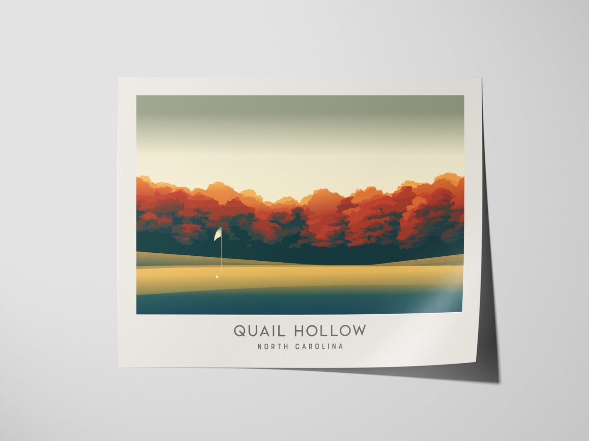 Quail Hollow Landscape Matte Border Poster | North Carolina Travel Wall Art — giclée print detail on matte paper