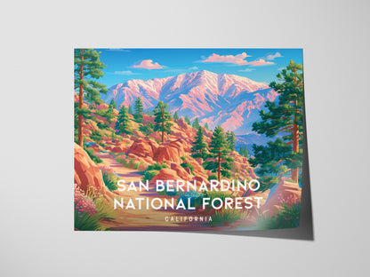 San Bernardino National Forest Landscape Poster | California Travel Wall Art — giclée print detail on matte paper