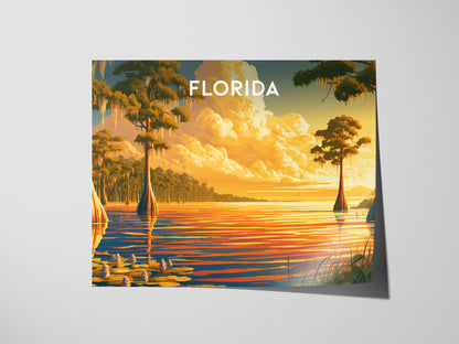 Florida Landscape Poster | Travel Wall Art — giclée print detail on matte paper