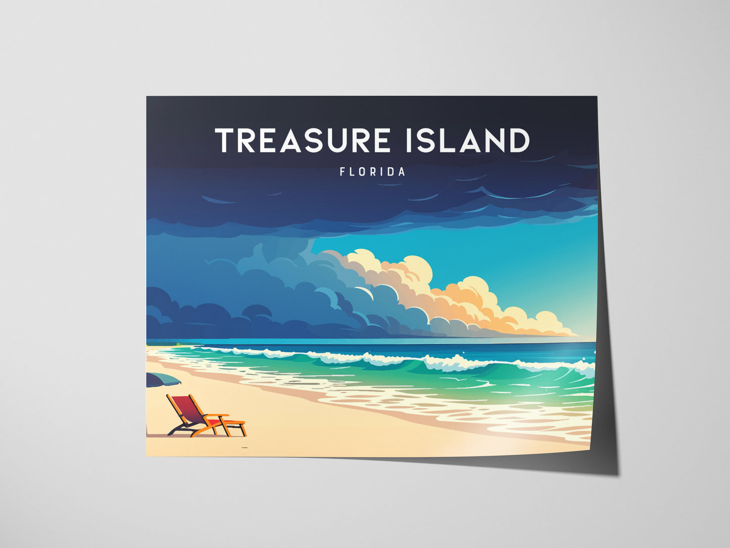 Treasure Island, Florida Poster | Landscape Gulf Coast Art Beach House Decor Wall Art — giclée print detail on matte paper