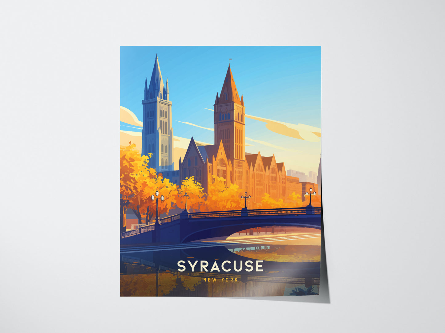 Syracuse Poster | New York Skyline Art | Central NY City Gift Decor