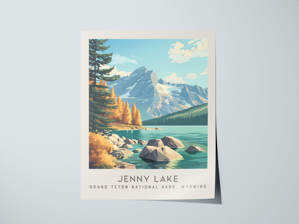 Jenny Lake Matte Border Poster | Grand Teton National Park, Wyoming Travel Wall Art — giclée print detail on matte paper