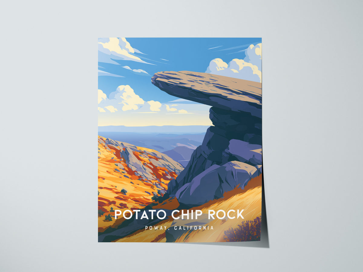 Potato Chip Rock, California Poster | Iconic Balanced Boulder Trail Wall Art — giclée print detail on matte paper