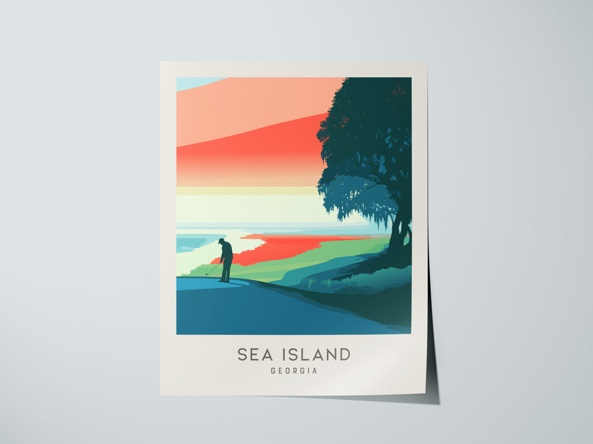 Sea Island Matte Border Poster | Georgia Golf Course Print & Country Club Decor — giclée print detail on matte paper