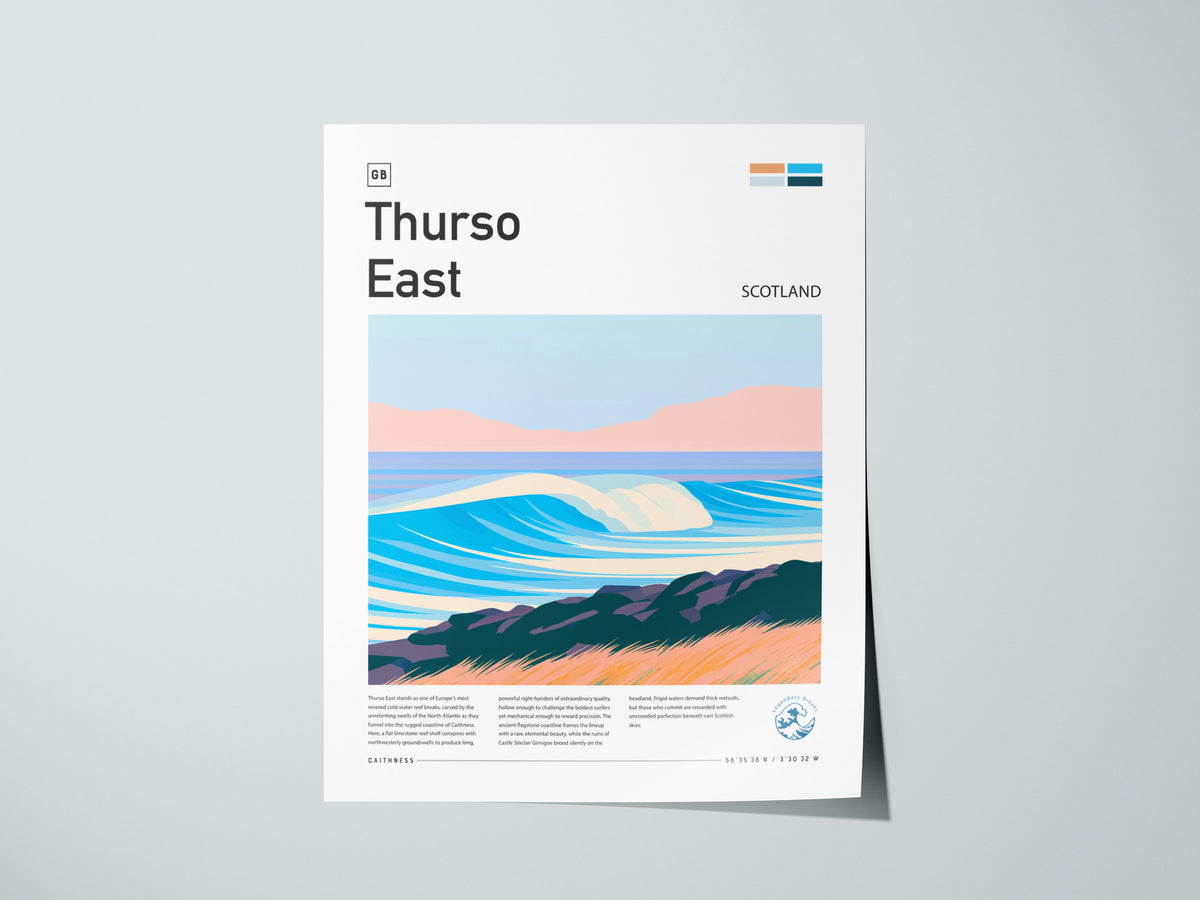 Thurso East, Scotland Poster | Highland Surf Destination Print Wall Art — giclée print detail on matte paper
