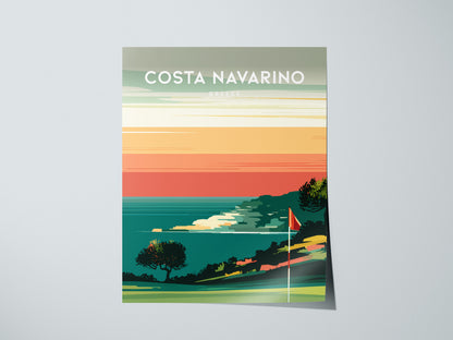 Costa Navarino, Greece Poster | Mediterranean Links Golfer Gift Wall Art — giclée print detail on matte paper