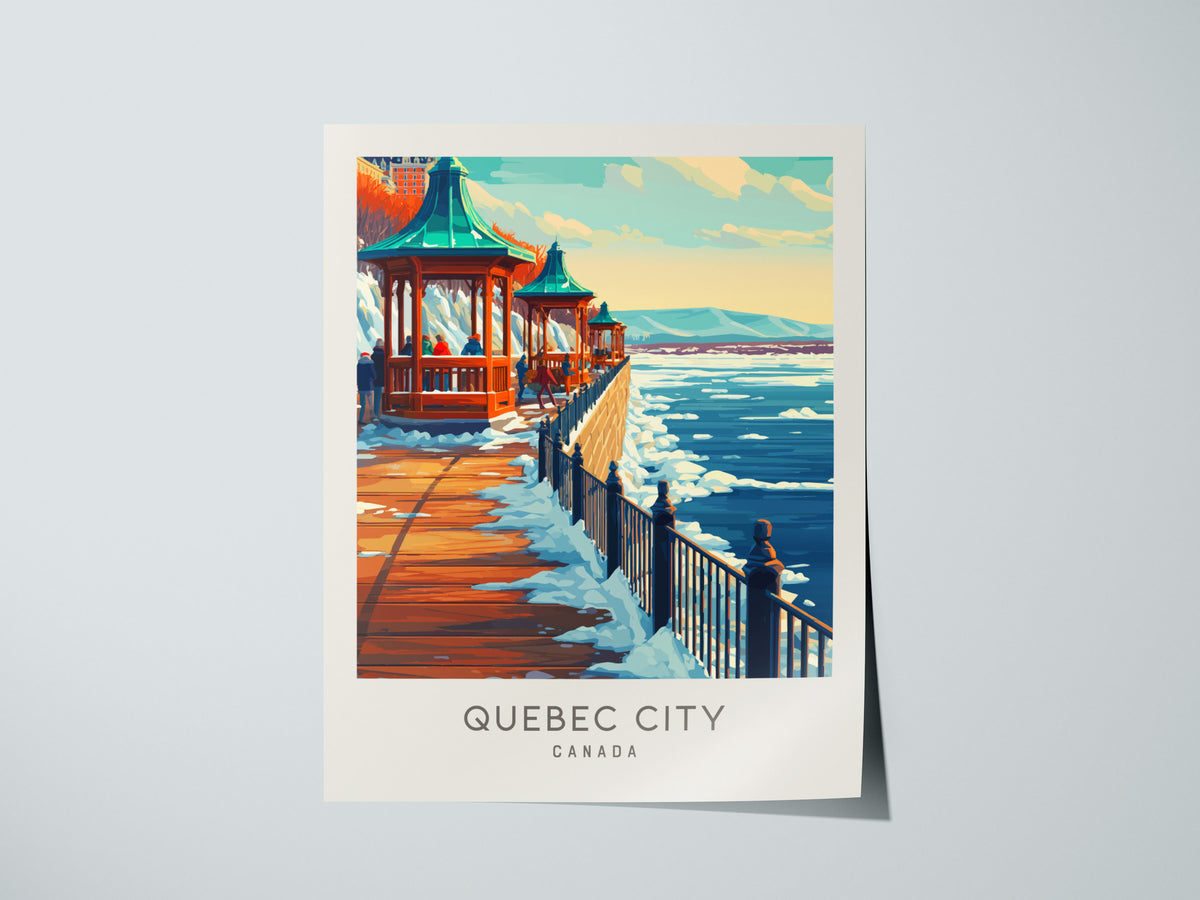 Quebec City Matte Border Poster | Canada Destination Print Travel Wall Art — giclée print detail on matte paper