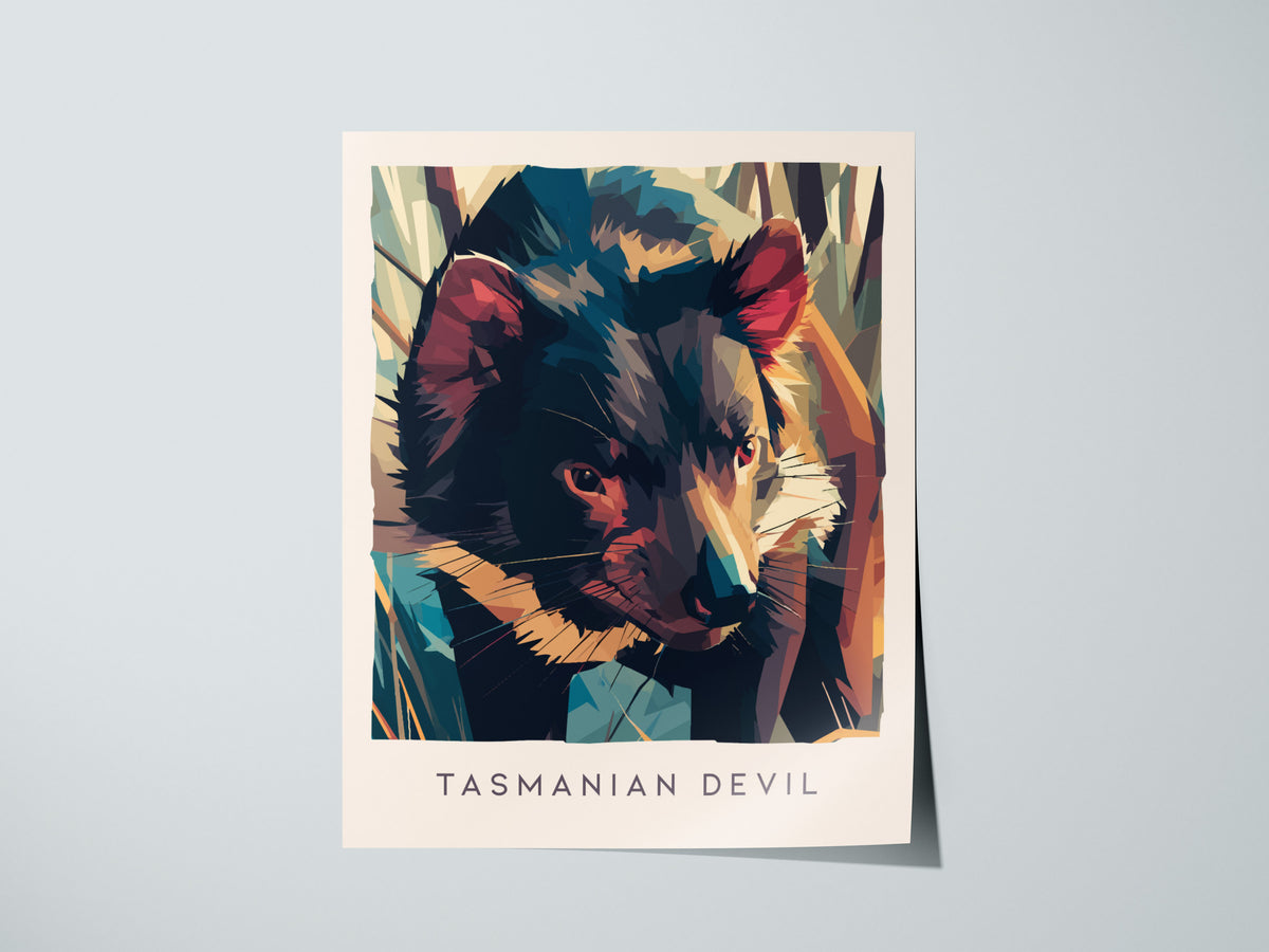 Tasmanian Devil, Sarcophilus harrisii Poster | Bold Wildlife Wall Art — giclée print detail on matte paper