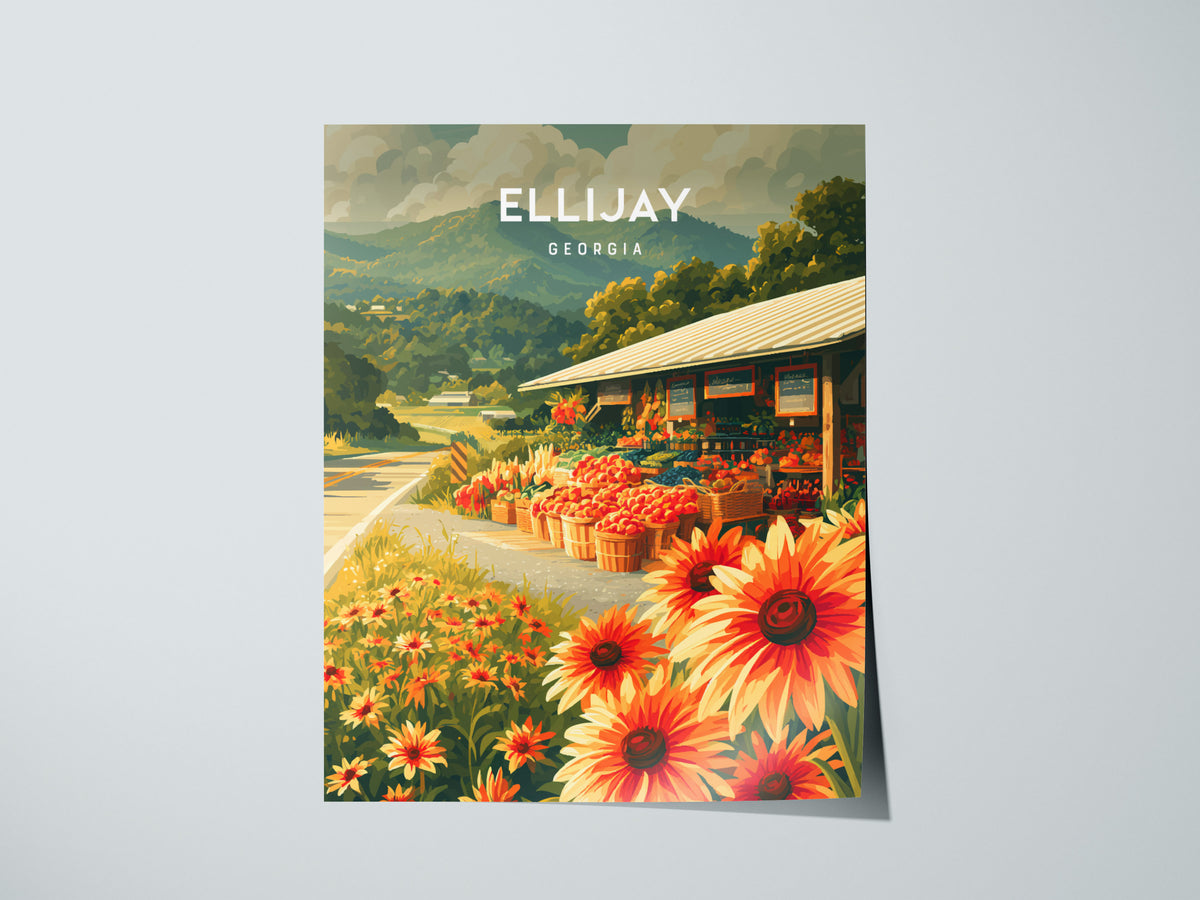 Ellijay, Georgia Poster | Mountain Town Travel Wall Art — giclée print detail on matte paper