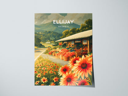 Ellijay, Georgia Poster | Mountain Town Travel Wall Art — giclée print detail on matte paper