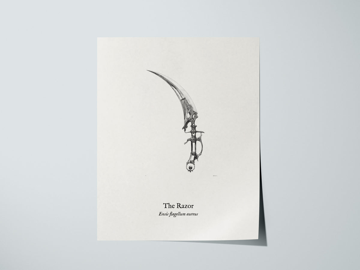 The Razor Poster | Ensis Flagellum Aureus Pen and Ink Print | Vintage Zoological Illustration Wall Art — giclée print detail