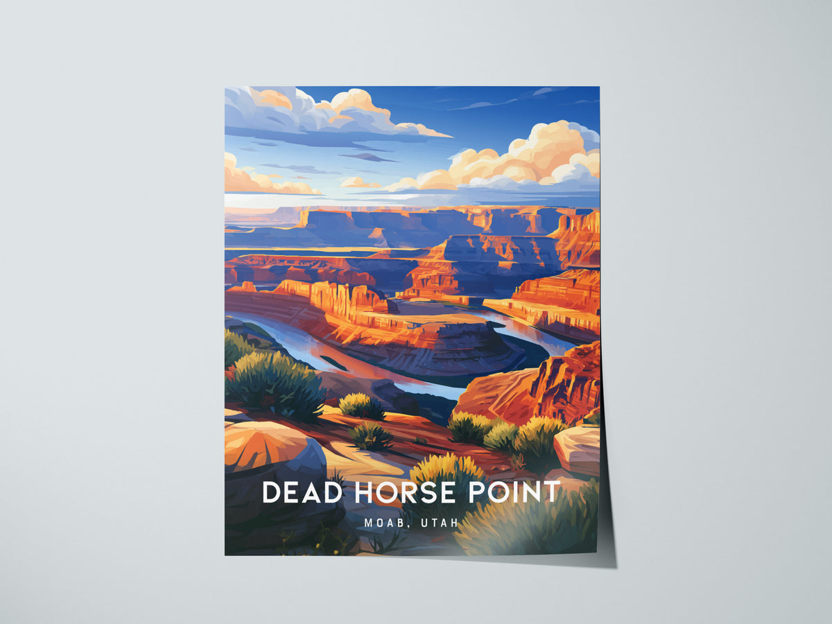 Dead Horse Point, Moab, Utah Poster | Canyon Overlook Destination Print Wall Art — giclée print detail on matte paper