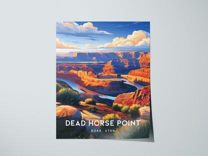 Dead Horse Point, Moab, Utah Poster | Canyon Overlook Destination Print Wall Art — giclée print detail on matte paper
