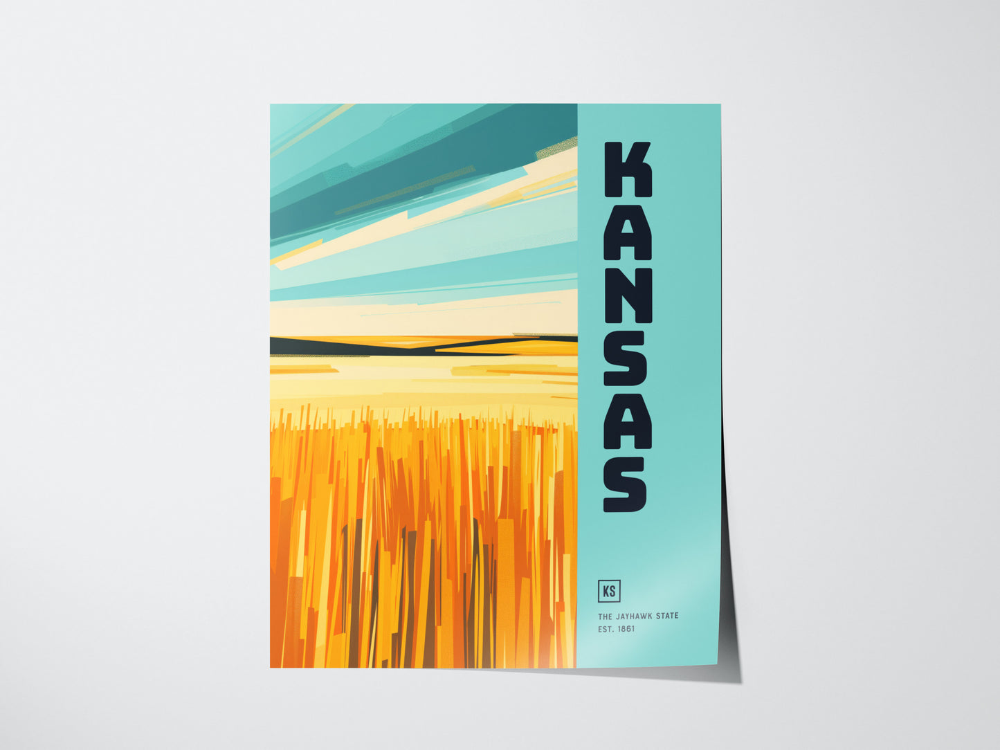 Kansas Jayhawk State Poster | Great Plains Wall Art