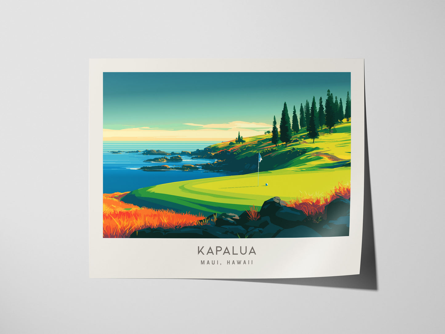 Kapalua Landscape Matte Border Poster | Maui, Hawaii Travel Wall Art — giclée print detail on matte paper