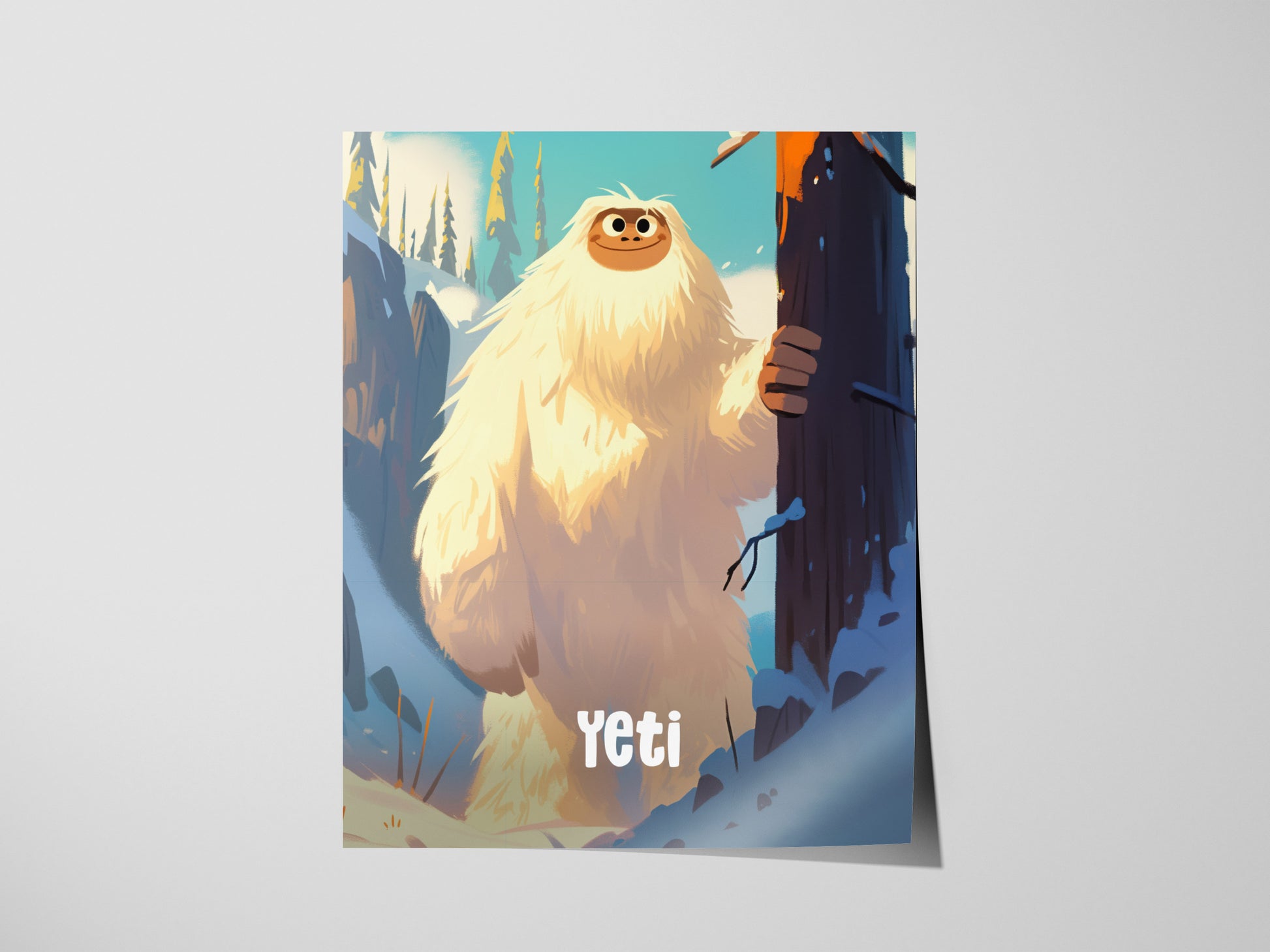 Yeti Nursery Poster | Cute Cryptid Snowman Wall Art for Kids Room or Baby Gift | Cozy Winter Art Print | Framed or Unframed