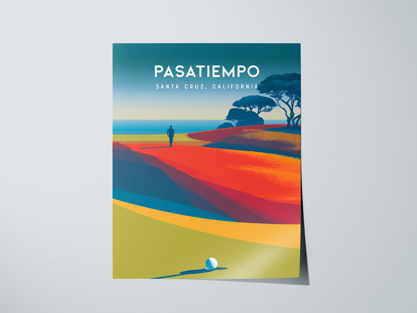 Pasatiempo, Santa Cruz, California Poster | Iconic Links Golfer Gift Wall Art — giclée print detail on matte paper