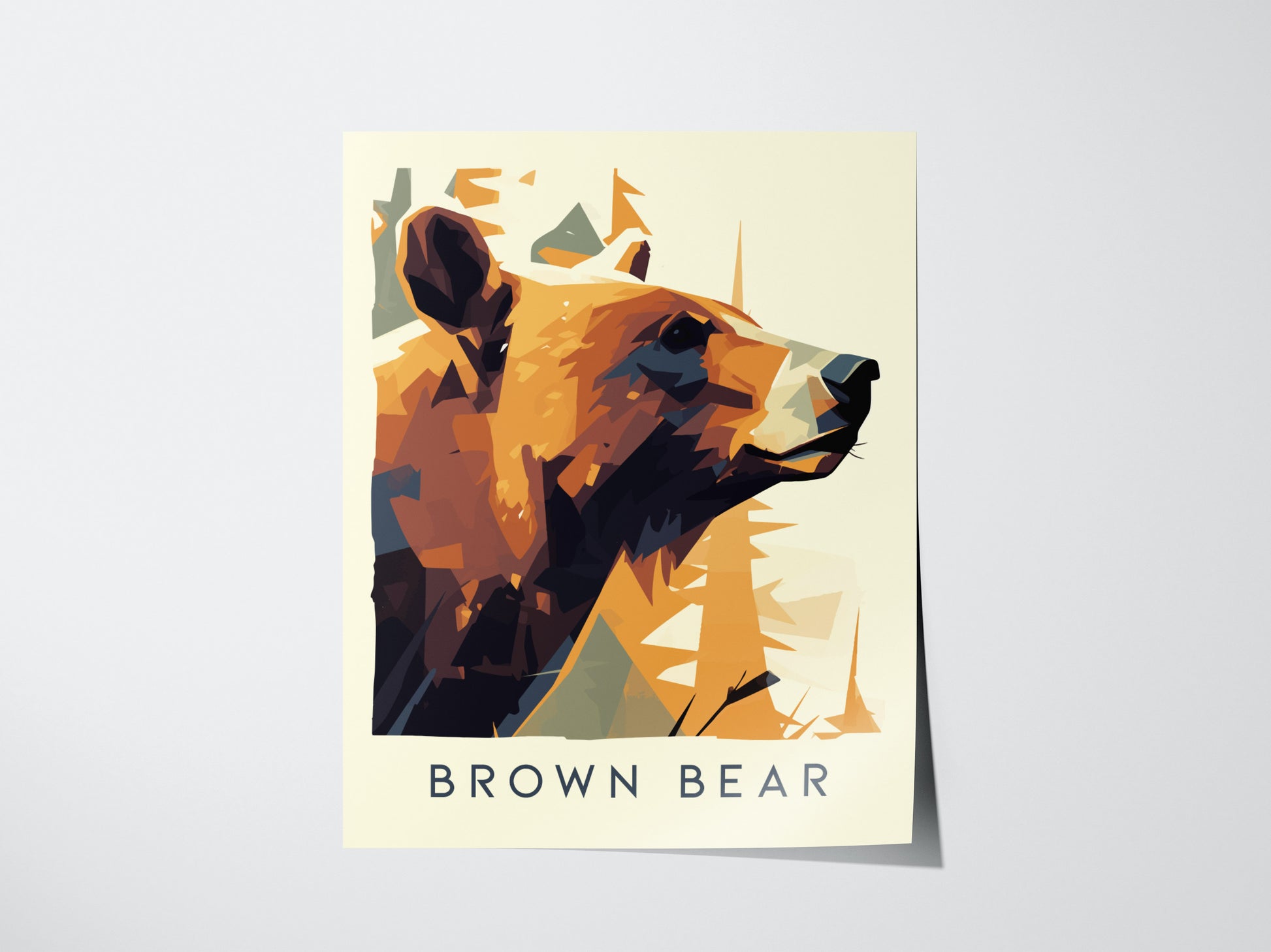 Brown Bear Modern Wildlife Poster | Alaska Nature Wall Art | Framed or Unframed