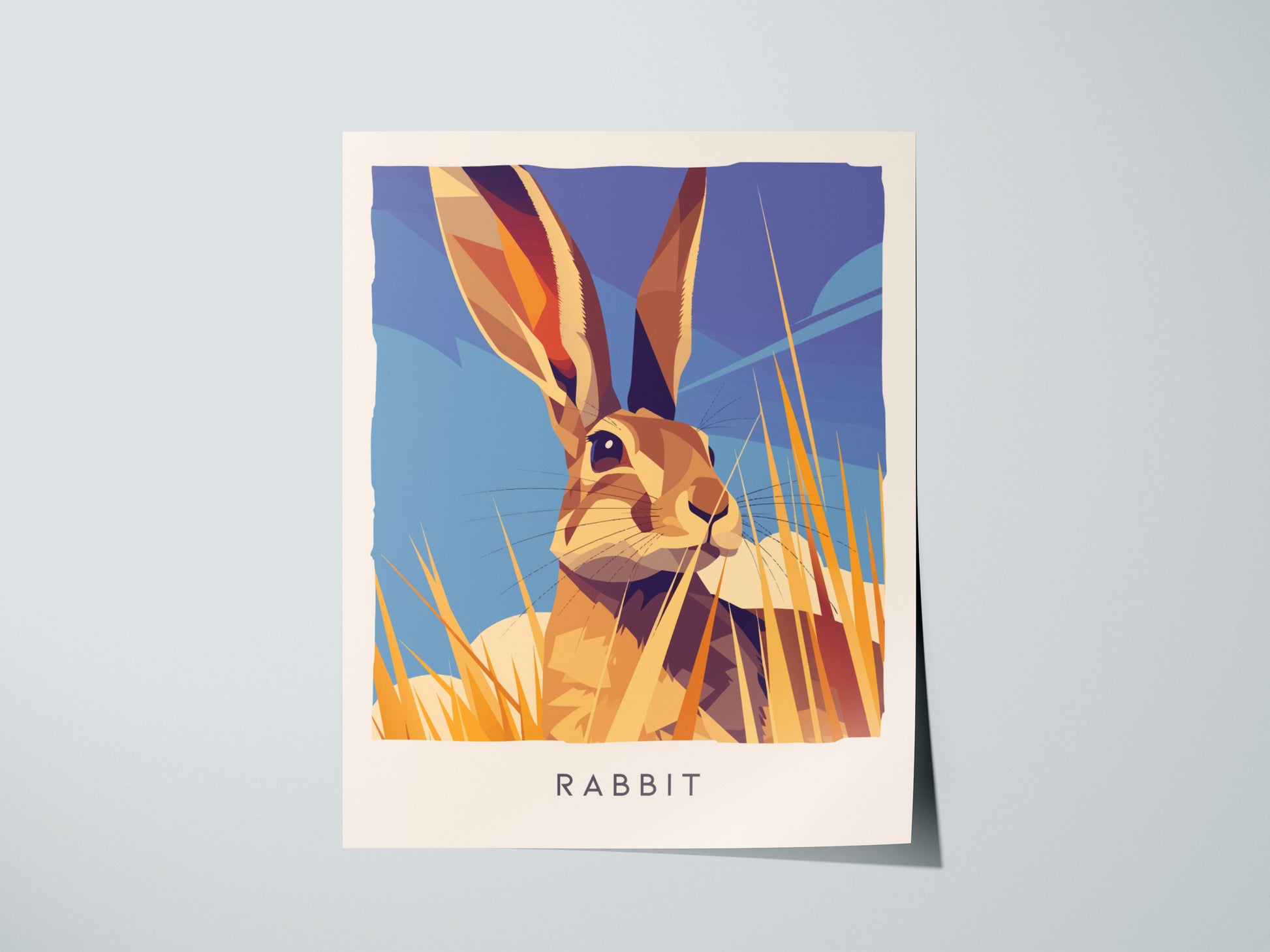 Rabbit, Wildlife Poster | Meadow Wildflower Countryside Wall Art — giclée print detail on matte paper