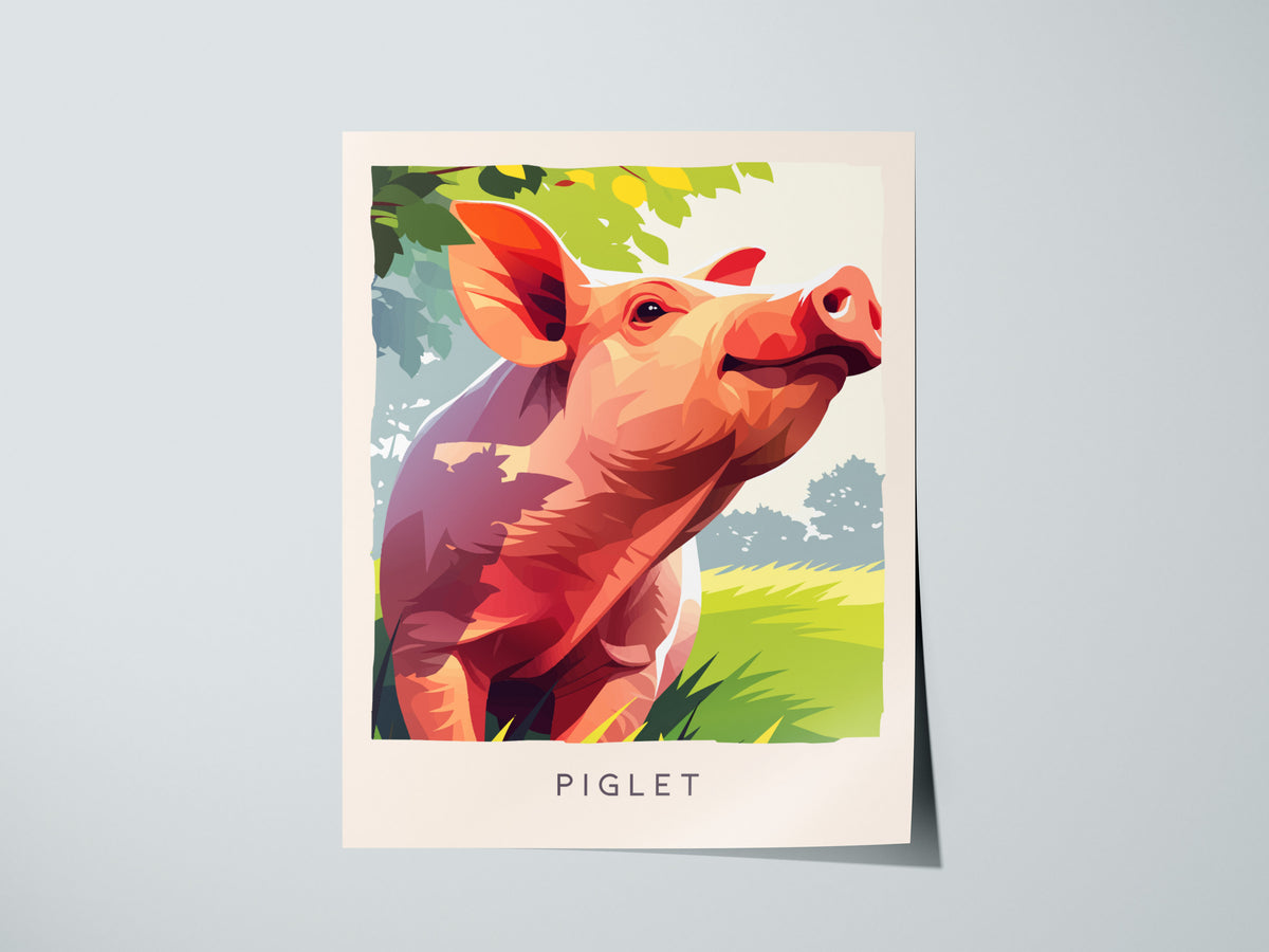Piglet, Sus scrofa domesticus Poster | Adorable Farm Wildlife Nature Poster Wall Art — giclée print detail on matte paper
