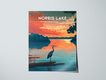 Norris Lake, Tennessee Poster | Lakeside Mountain Retreat Destination Print Wall Art — giclée print detail on matte paper
