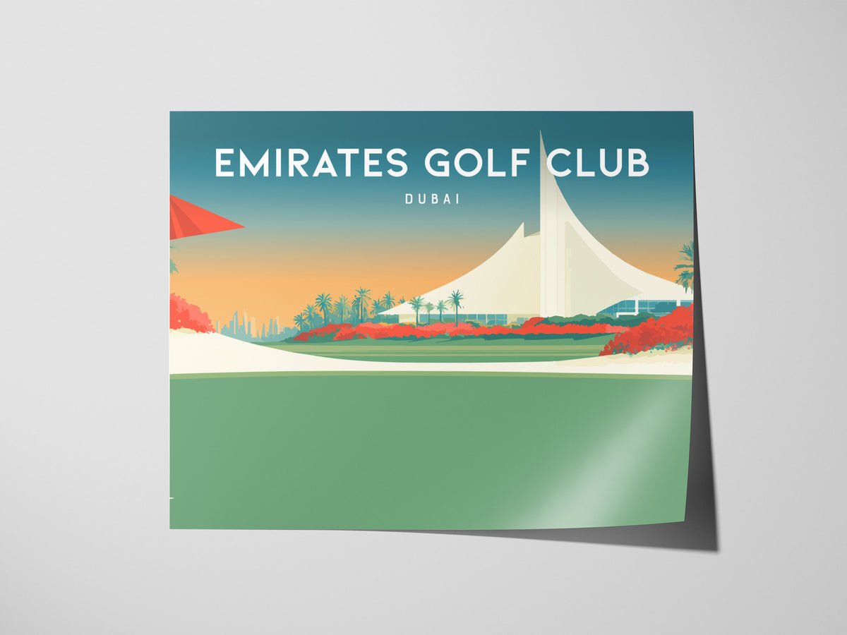 Emirates Golf Club Landscape Poster | Dubai Links Poster & Country Club Decor Wall Art — giclée print detail on matte paper