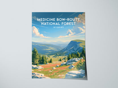 Medicine Bow-Routt National Forest, Wyoming Poster | Alpine Wilderness & Mountain Meadows Wall Art — giclée print detail on m