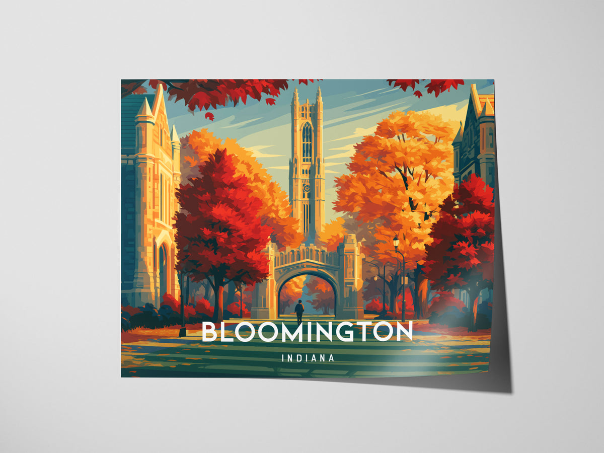 Bloomington, Indiana Landscape Poster | Framed or Unframed Vacation Wall Art — giclée print detail on matte paper