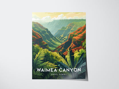 Waimea Canyon Poster | Kauai Hawaii Art Grand Canyon Pacific Red Cliffs