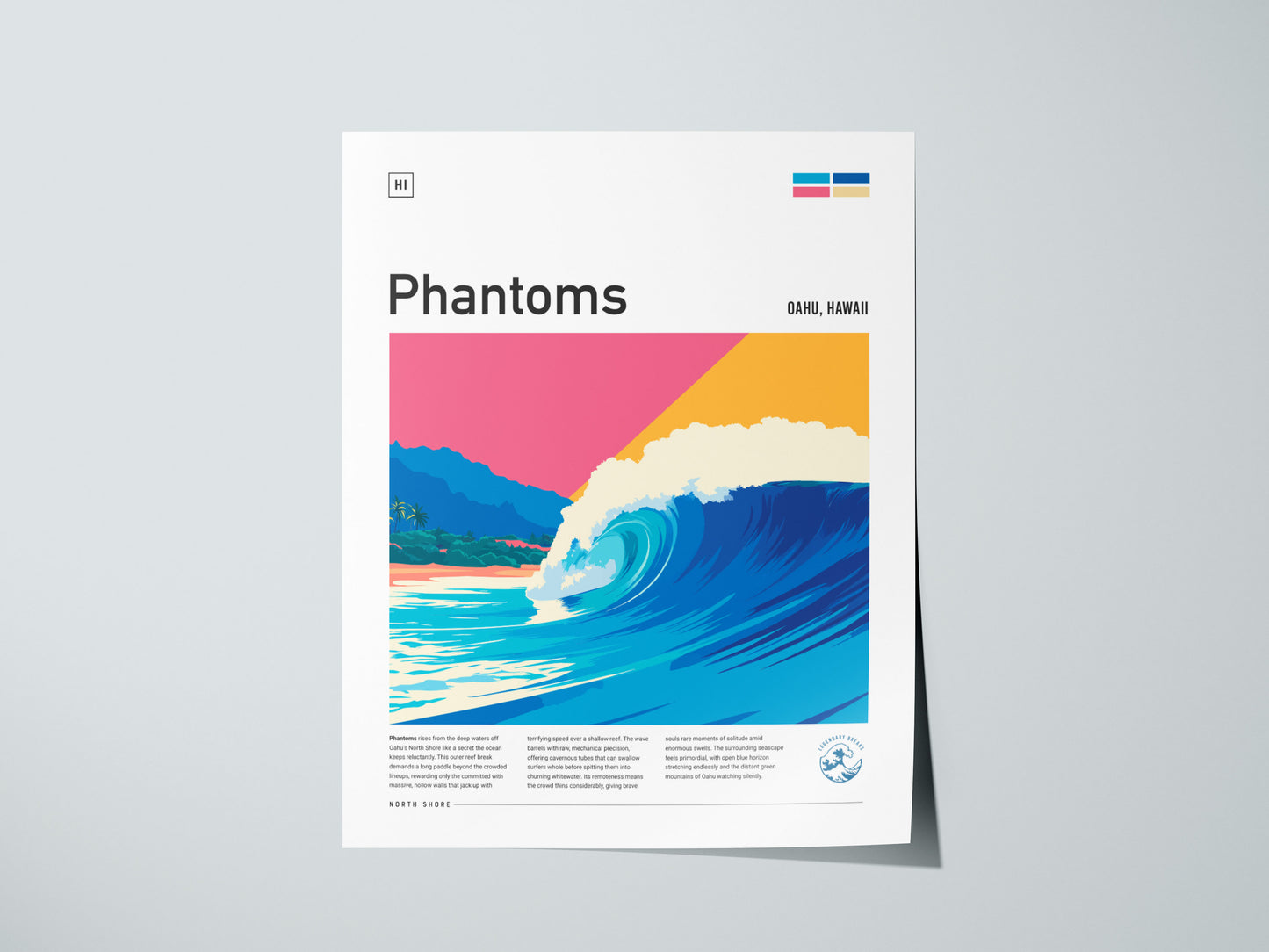 Phantoms, Hawaii Poster | Powerful North Shore Surf Wall Art — giclée print detail on matte paper