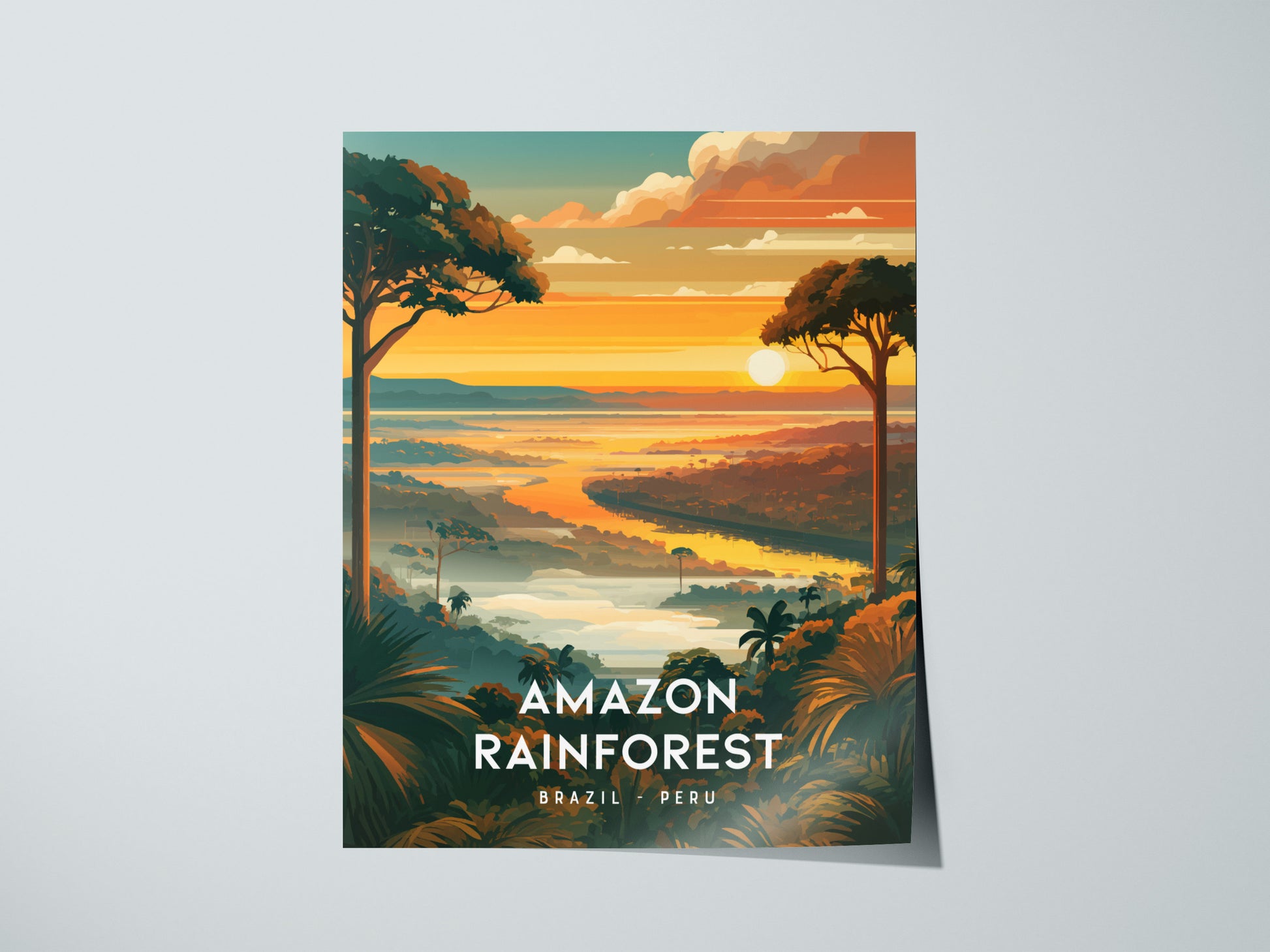 Amazon Rainforest, South America Poster | Lush Jungle & Exotic Wildlife Wall Art — giclée print detail on matte paper