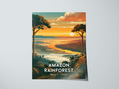 Amazon Rainforest, South America Poster | Lush Jungle & Exotic Wildlife Wall Art — giclée print detail on matte paper