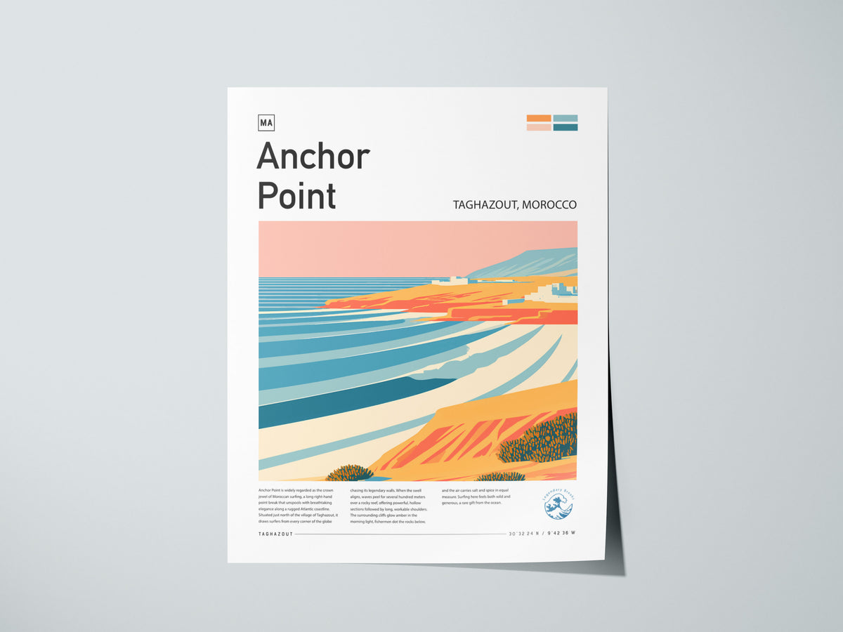 Anchor Point, Taghazout, Morocco Poster | Surf Wall Art & Coastal Vibes Print — giclée print detail on matte paper