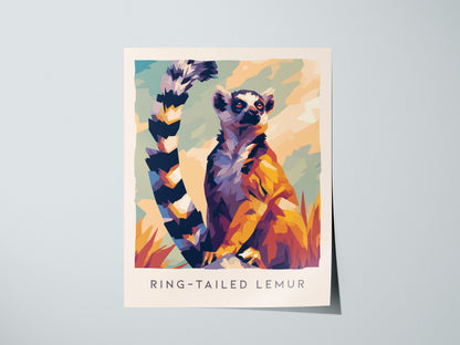 Ring-tailed Lemur Poster | Madagascar Wildlife Wall Art — giclée print detail on matte paper