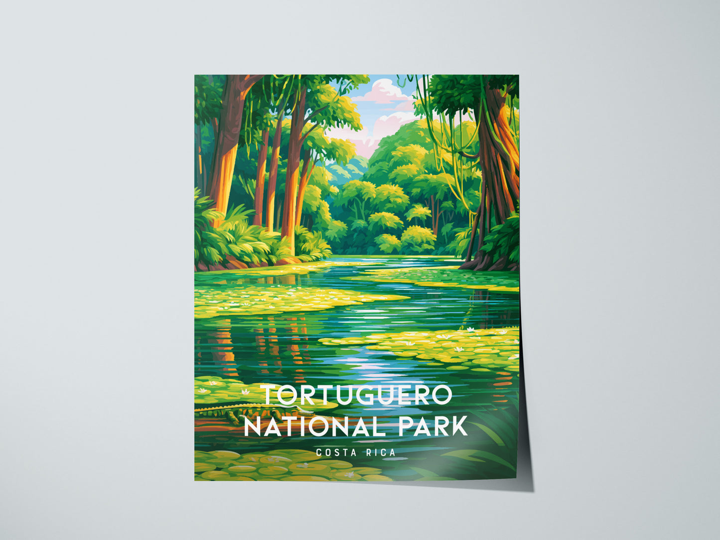 Tortuguero National Park, Costa Rica Poster | Sea Turtle & Rainforest Canal Wall Art — giclée print detail on matte paper