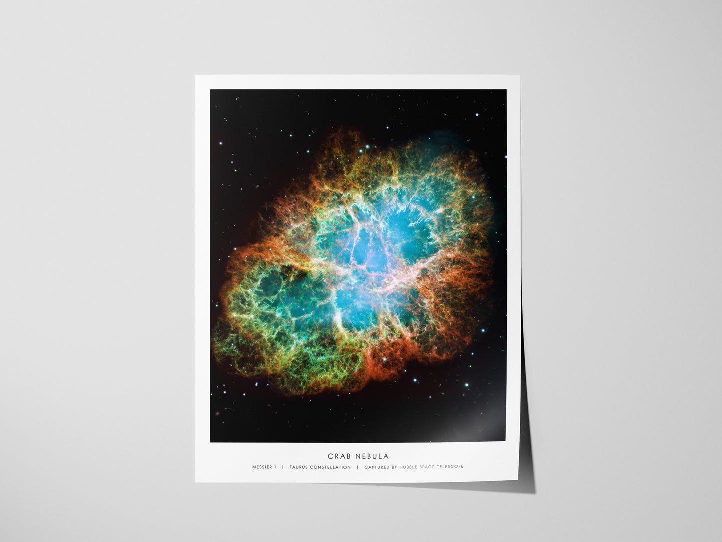 Unframed poster of the Crab Nebula on a gray background