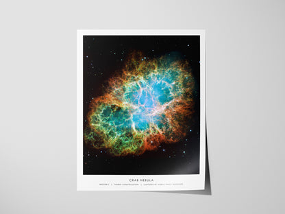 Unframed poster of the Crab Nebula on a gray background