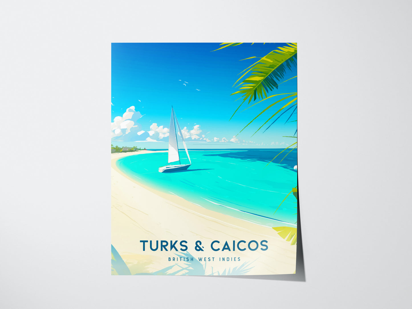 Turks and Caicos Poster | Grace Bay Beach Art | Caribbean Honeymoon Gift