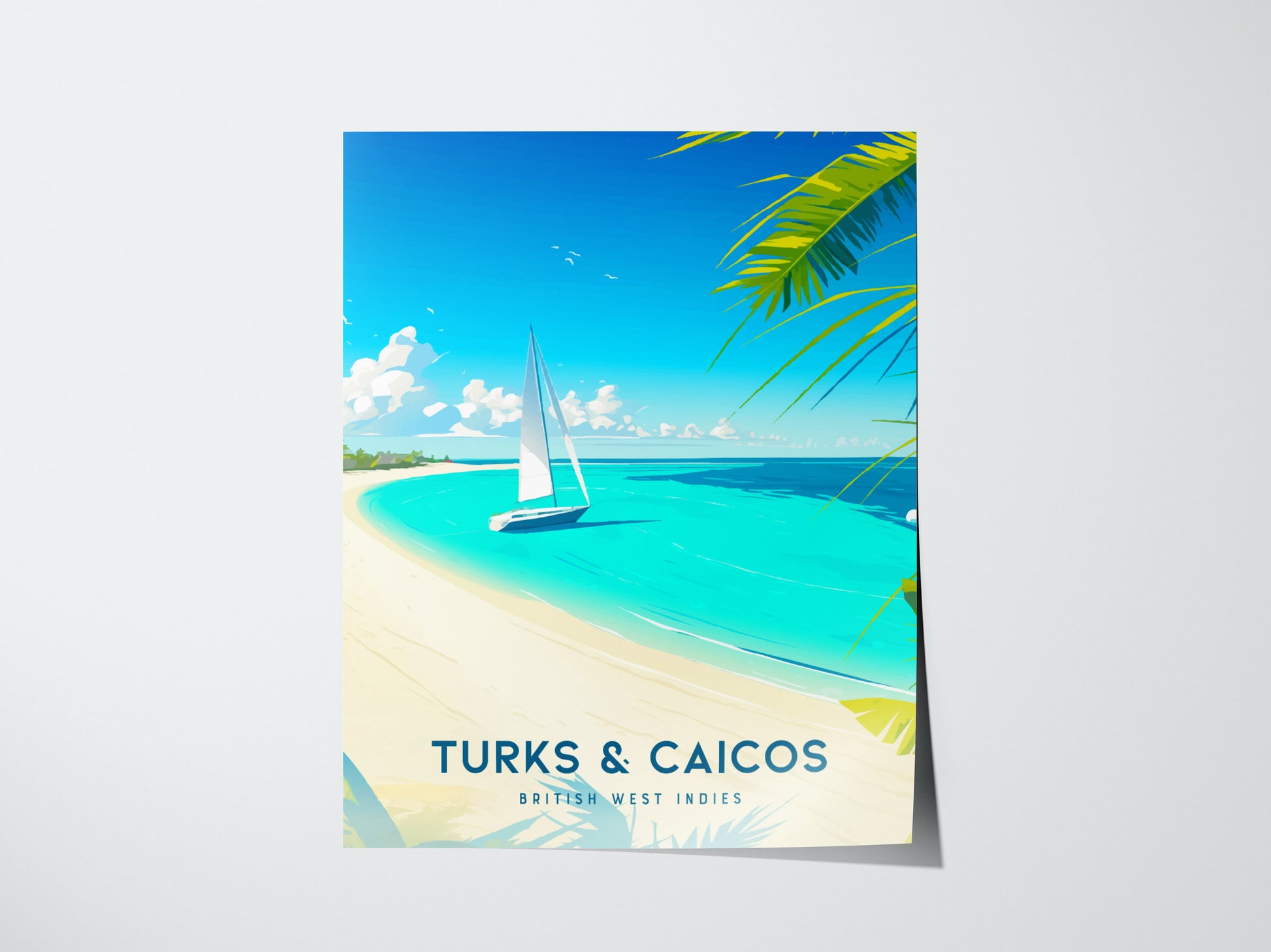 Turks and Caicos Poster | Grace Bay Beach Art | Caribbean Honeymoon Gift