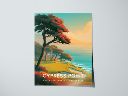 Cypress Point, Del Monte Forest, California Poster | Iconic Links Poster Golf Wall Art — giclée print detail on matte paper
