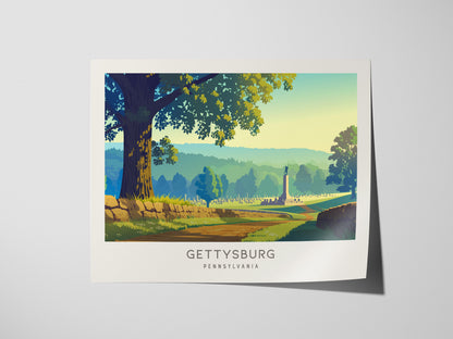 Gettysburg Landscape Matte Border Poster | Pennsylvania Framed or Unframed Vacation Wall Art — giclée print detail on matte p