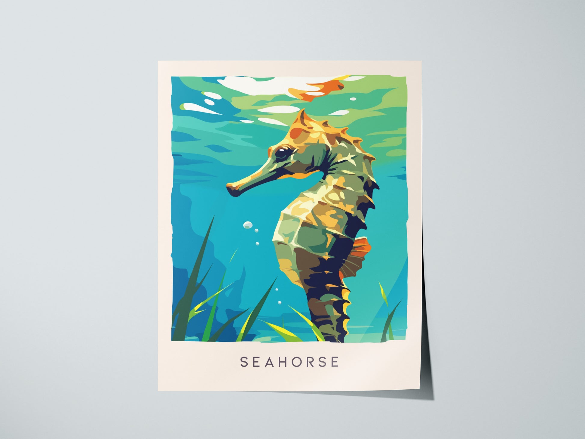 Seahorse Wildlife Poster | Graceful Ocean Dweller Fine Wall Art — giclée print detail on matte paper