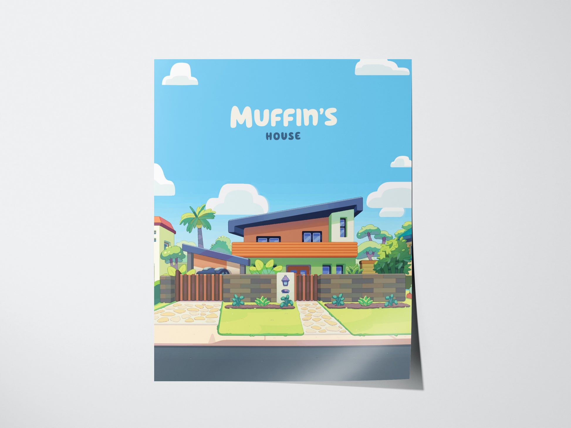 Bluey Muffin's House Poster | Kids Room Decor Wall Art | Framed or Unframed