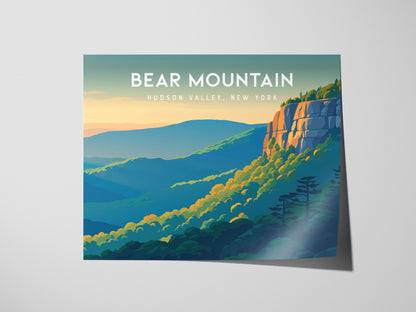 Bear Mountain Landscape Poster | Hudson Valley, New York Vacation Wall Art — giclée print detail on matte paper