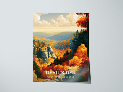 Devil's Den, West Fork, Arkansas Poster | Ozark Forest Cave Explorer Wall Art — giclée print detail on matte paper